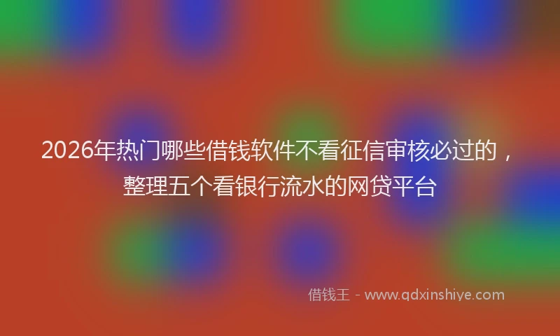 2026年热门哪些借钱软件不看征信审核必过的，整理五个看银行流水的网贷平台