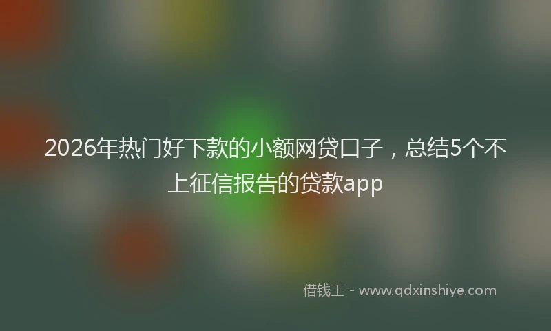 2026年热门好下款的小额网贷口子，总结5个不上征信报告的贷款app
