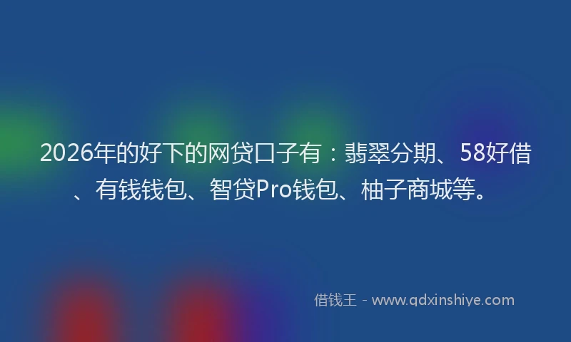 2026年的好下的网贷口子有：翡翠分期、58好借、有钱钱包、智贷Pro钱包、柚子商城等。