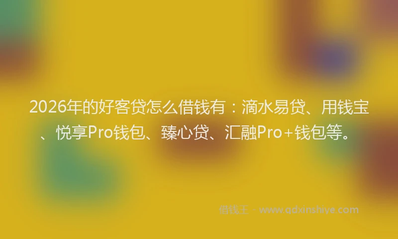 2026年的好客贷怎么借钱有：滴水易贷、用钱宝、悦享Pro钱包、臻心贷、汇融Pro+钱包等。