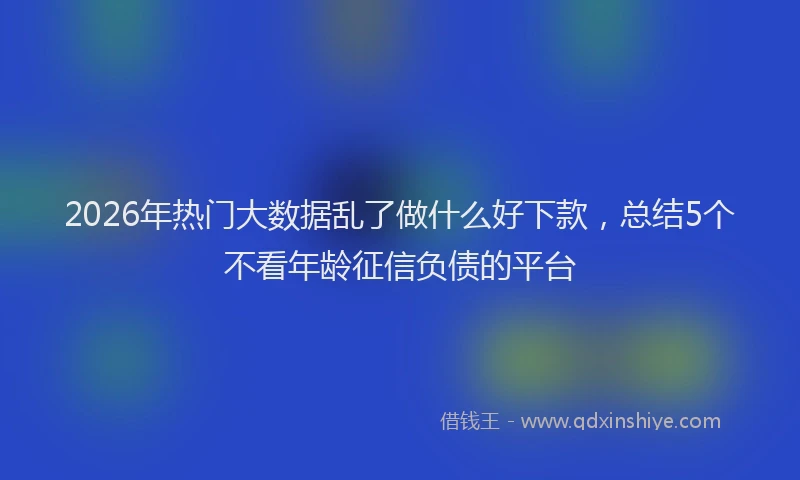 2026年热门大数据乱了做什么好下款，总结5个不看年龄征信负债的平台