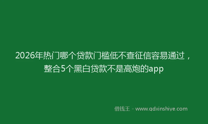 2026年热门哪个贷款门槛低不查征信容易通过，整合5个黑白贷款不是高炮的app