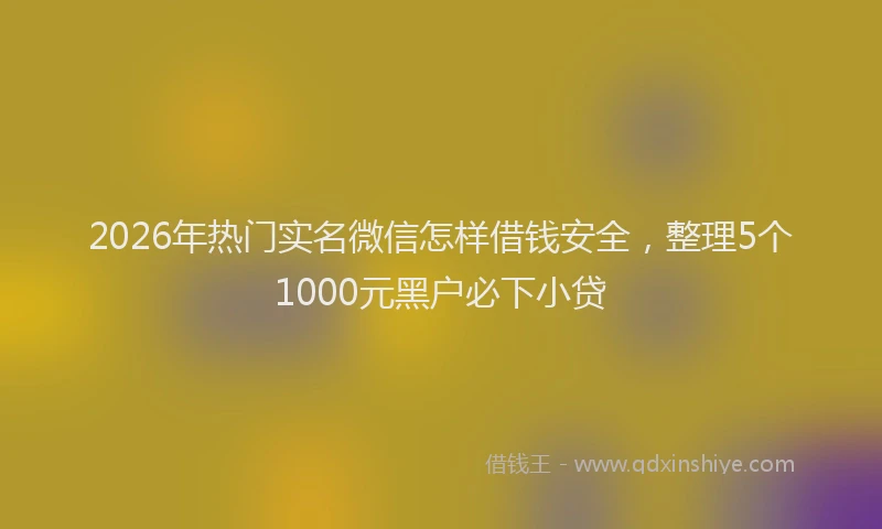 2026年热门实名微信怎样借钱安全，整理5个1000元黑户必下小贷
