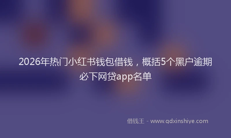 2026年热门小红书钱包借钱，概括5个黑户逾期必下网贷app名单