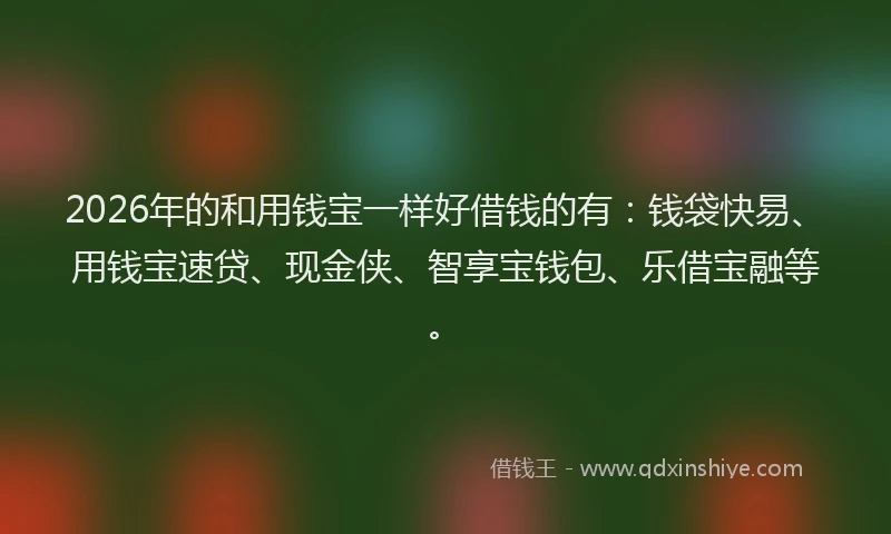 2026年的和用钱宝一样好借钱的有：钱袋快易、用钱宝速贷、现金侠、智享宝钱包、乐借宝融等。