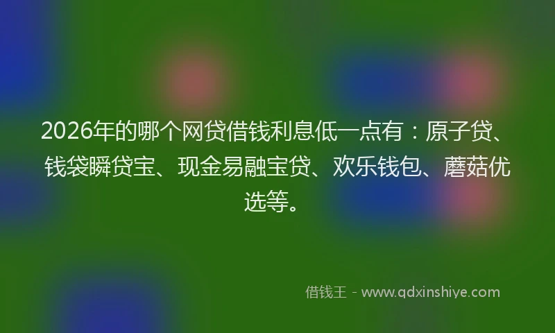 2026年的哪个网贷借钱利息低一点有：原子贷、钱袋瞬贷宝、现金易融宝贷、欢乐钱包、蘑菇优选等。