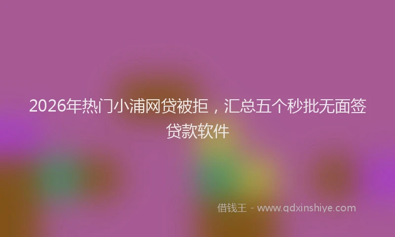 2026年热门小浦网贷被拒，汇总五个秒批无面签贷款软件
