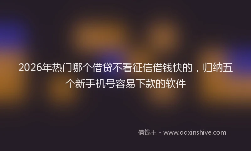 2026年热门哪个借贷不看征信借钱快的，归纳五个新手机号容易下款的软件
