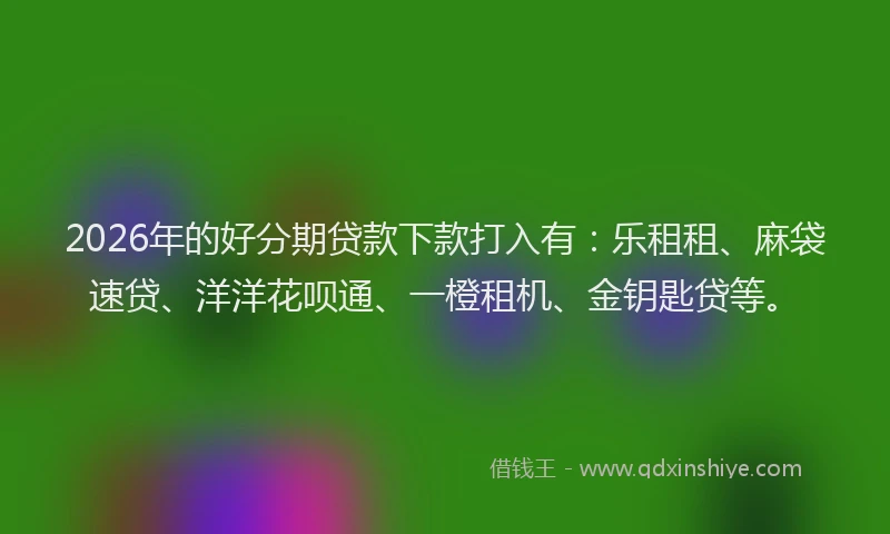 2026年的好分期贷款下款打入有：乐租租、麻袋速贷、洋洋花呗通、一橙租机、金钥匙贷等。