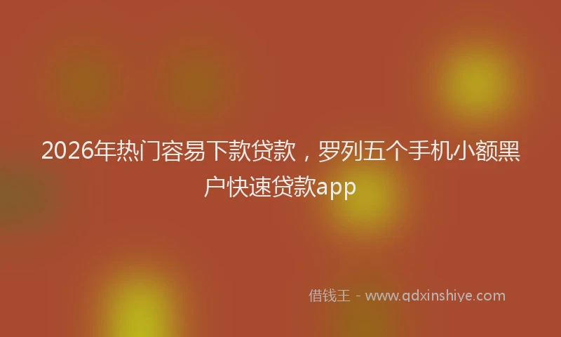 2026年热门容易下款贷款，罗列五个手机小额黑户快速贷款app