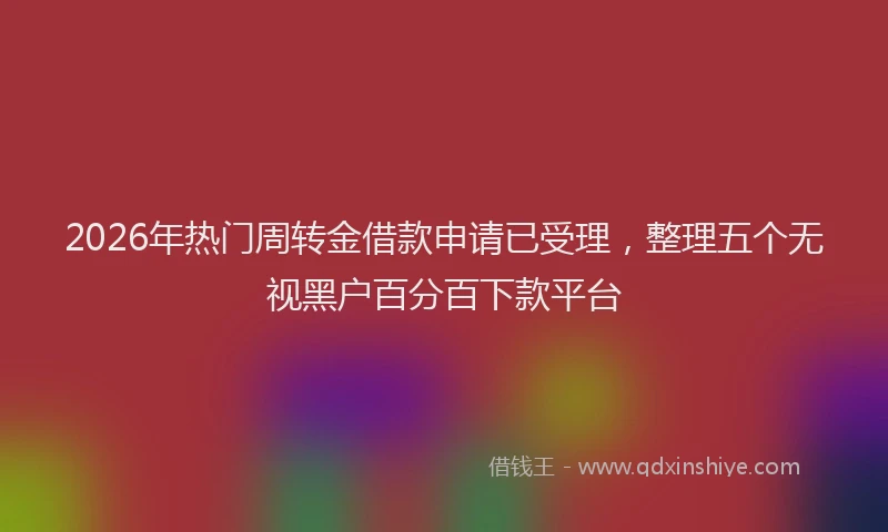 2026年热门周转金借款申请已受理，整理五个无视黑户百分百下款平台