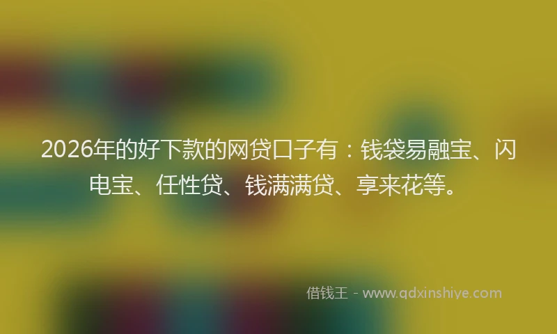 2026年的好下款的网贷口子有：钱袋易融宝、闪电宝、任性贷、钱满满贷、享来花等。