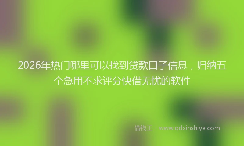 2026年热门哪里可以找到贷款口子信息，归纳五个急用不求评分快借无忧的软件