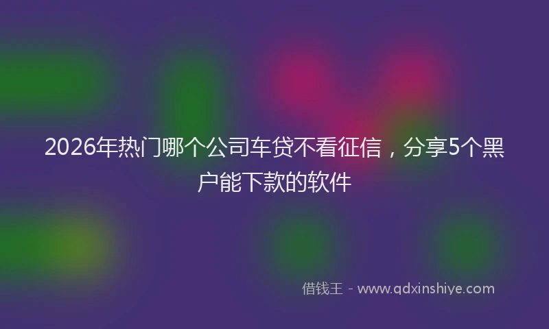 2026年热门哪个公司车贷不看征信，分享5个黑户能下款的软件