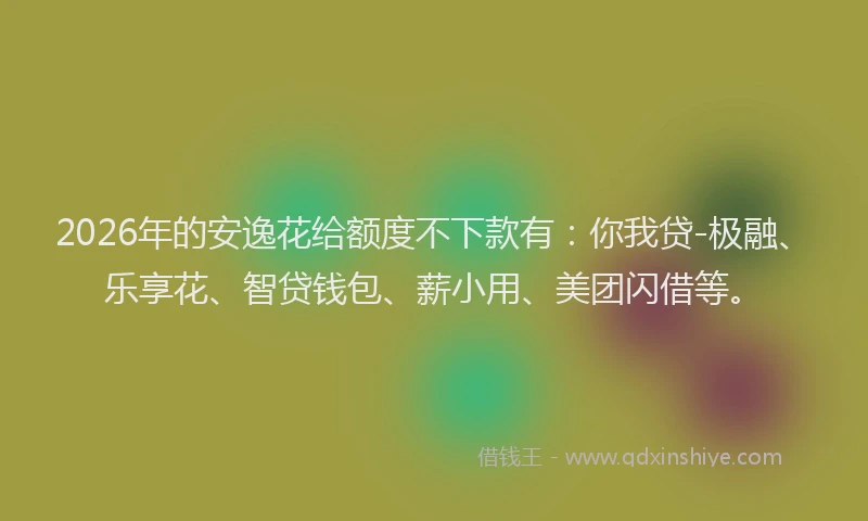 2026年的安逸花给额度不下款有：你我贷-极融、乐享花、智贷钱包、薪小用、美团闪借等。
