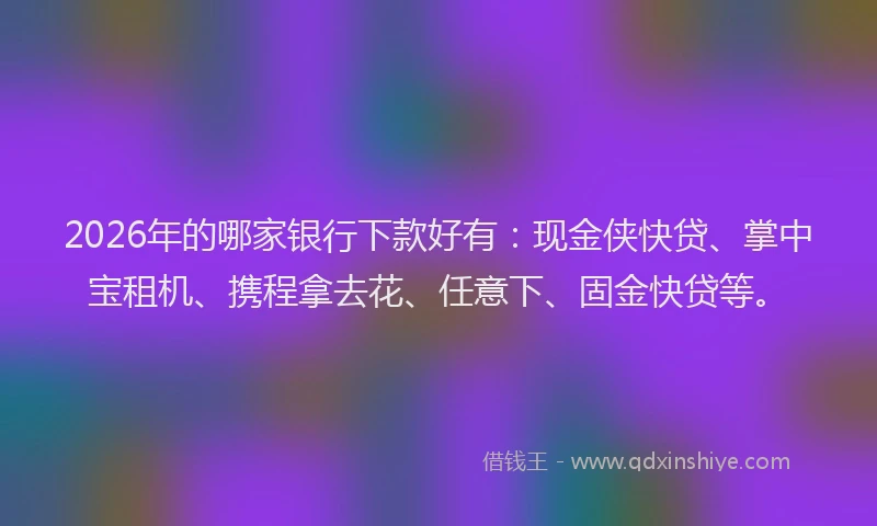2026年的哪家银行下款好有：现金侠快贷、掌中宝租机、携程拿去花、任意下、固金快贷等。