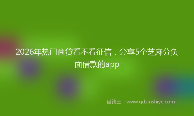 2026年热门商贷看不看征信，分享5个芝麻分负面借款的app