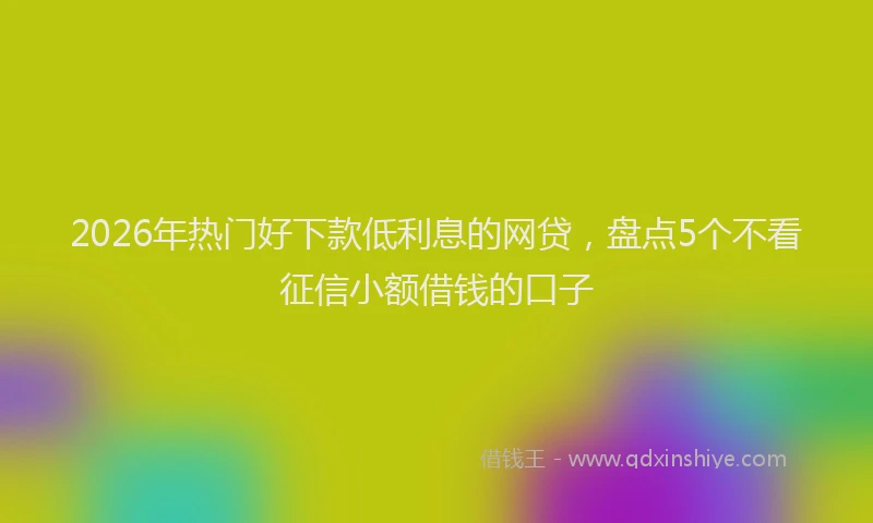 2026年热门好下款低利息的网贷，盘点5个不看征信小额借钱的口子