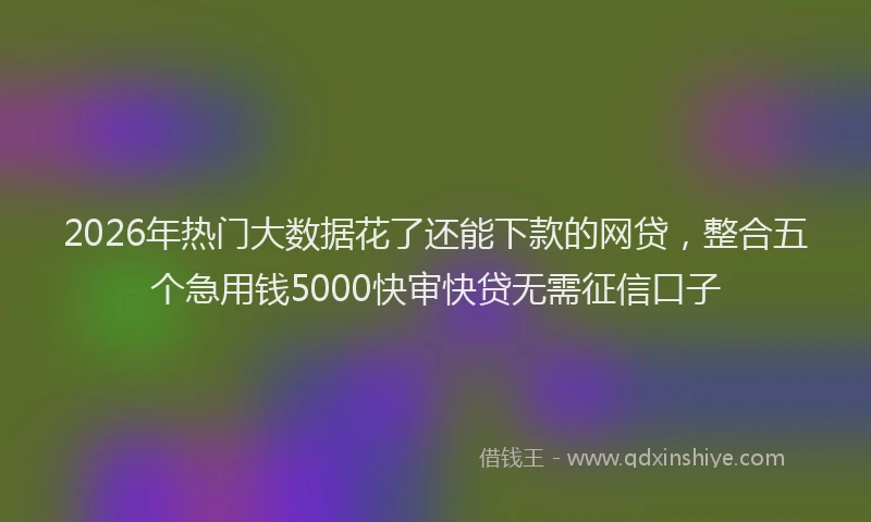 2026年热门大数据花了还能下款的网贷，整合五个急用钱5000快审快贷无需征信口子