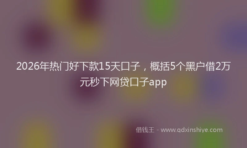 2026年热门好下款15天口子，概括5个黑户借2万元秒下网贷口子app