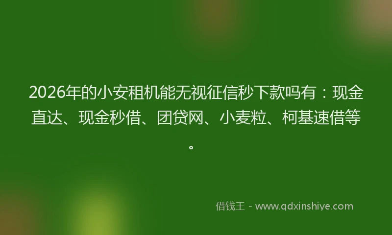 2026年的小安租机能无视征信秒下款吗有：现金直达、现金秒借、团贷网、小麦粒、柯基速借等。