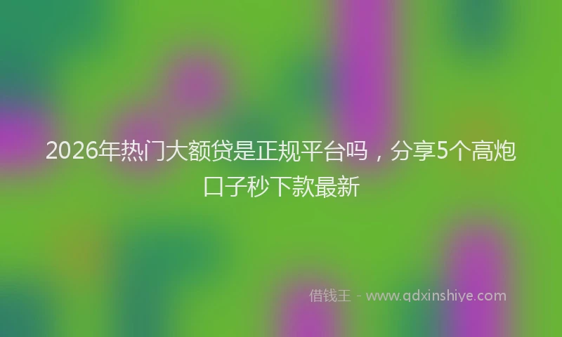 2026年热门大额贷是正规平台吗，分享5个高炮口子秒下款最新