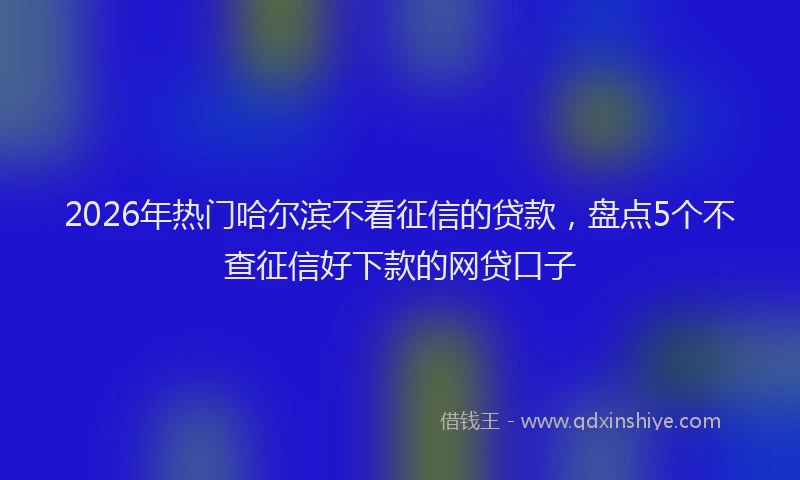 2026年热门哈尔滨不看征信的贷款，盘点5个不查征信好下款的网贷口子