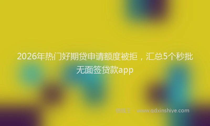2026年热门好期贷申请额度被拒，汇总5个秒批无面签贷款app