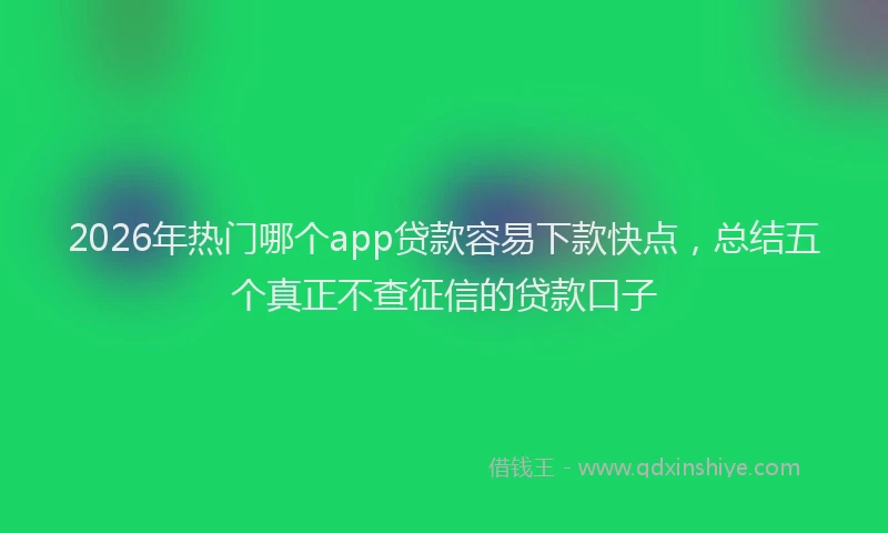 2026年热门哪个app贷款容易下款快点，总结五个真正不查征信的贷款口子