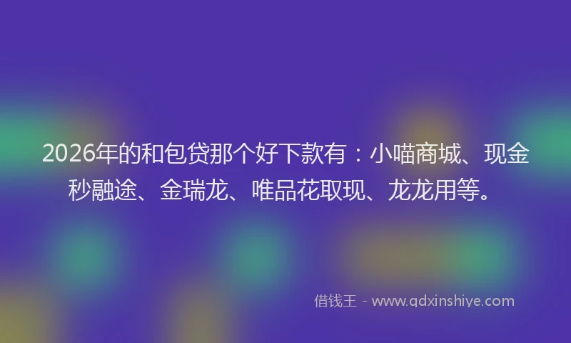 2026年的和包贷那个好下款有：小喵商城、现金秒融途、金瑞龙、唯品花取现、龙龙用等。