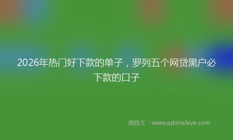2026年热门好下款的单子，罗列五个网贷黑户必下款的口子
