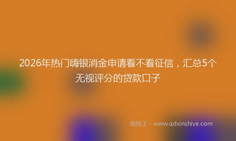 2026年热门嗨银消金申请看不看征信，汇总5个无视评分的贷款口子