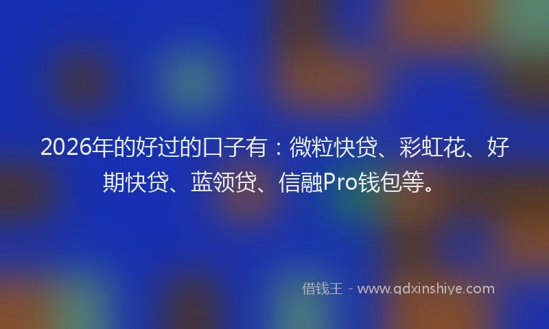 2026年的好过的口子有：微粒快贷、彩虹花、好期快贷、蓝领贷、信融Pro钱包等。