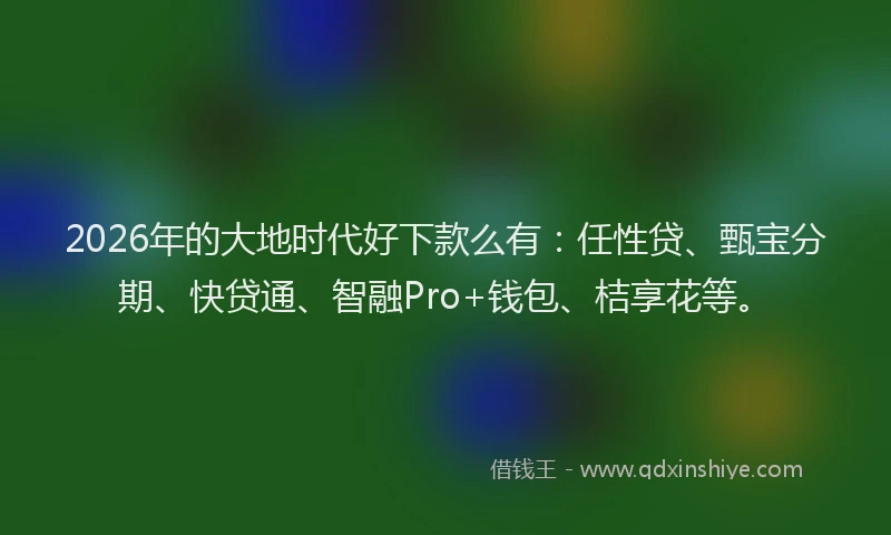 2026年的大地时代好下款么有：任性贷、甄宝分期、快贷通、智融Pro+钱包、桔享花等。