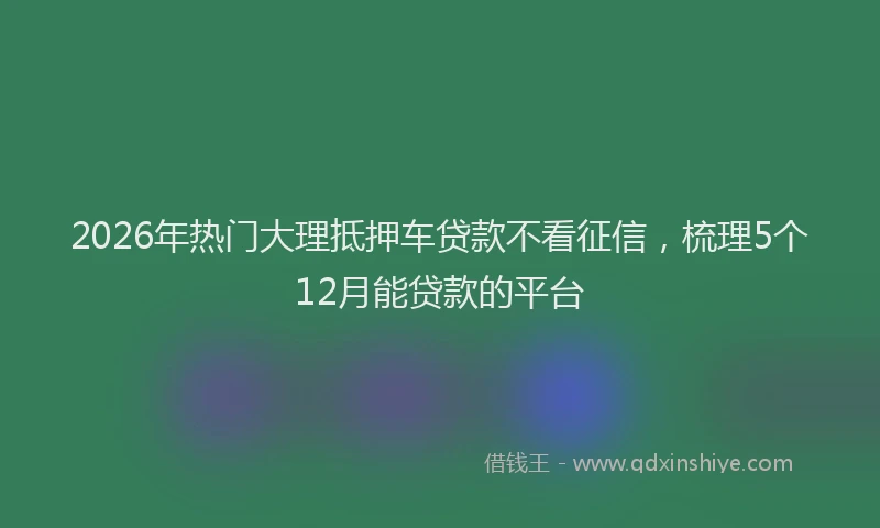 2026年热门大理抵押车贷款不看征信，梳理5个12月能贷款的平台