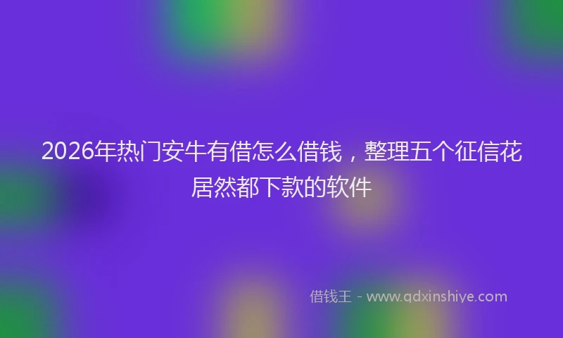 2026年热门安牛有借怎么借钱，整理五个征信花居然都下款的软件