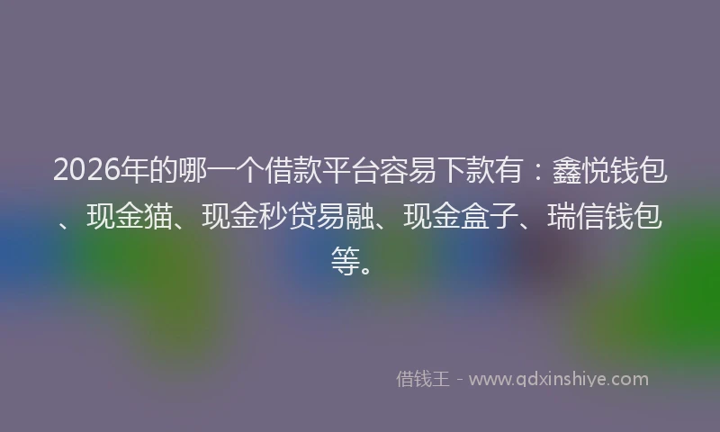 2026年的哪一个借款平台容易下款有：鑫悦钱包、现金猫、现金秒贷易融、现金盒子、瑞信钱包等。