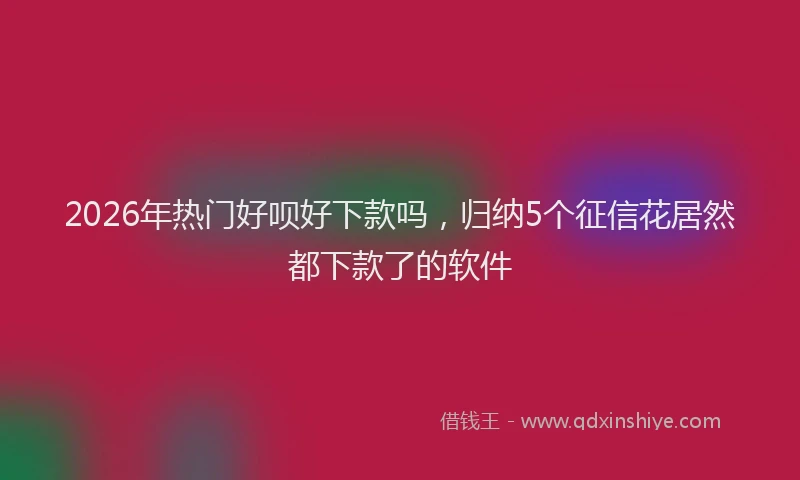 2026年热门好呗好下款吗，归纳5个征信花居然都下款了的软件