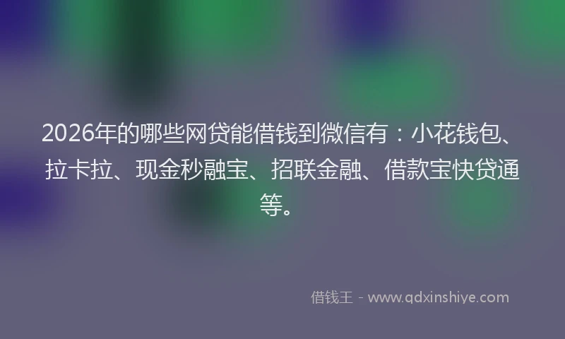 2026年的哪些网贷能借钱到微信有：小花钱包、拉卡拉、现金秒融宝、招联金融、借款宝快贷通等。
