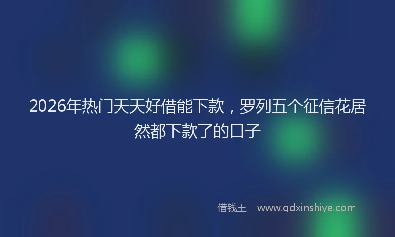 2026年热门天天好借能下款，罗列五个征信花居然都下款了的口子