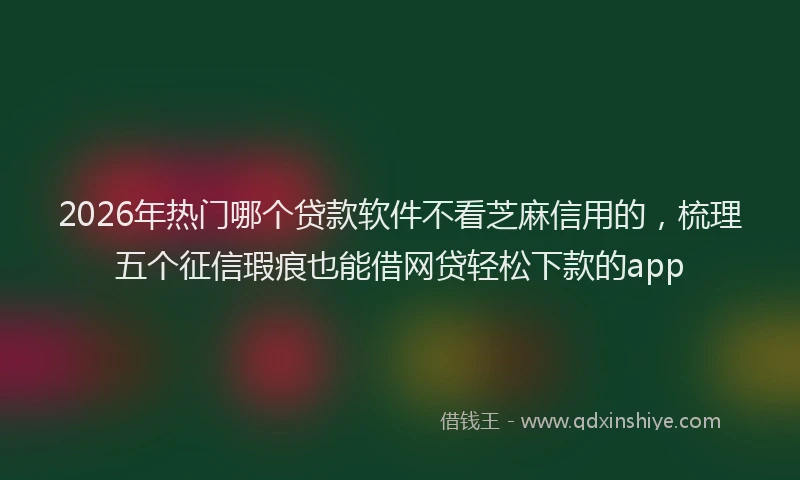 2026年热门哪个贷款软件不看芝麻信用的，梳理五个征信瑕疵也能借网贷轻松下款的app