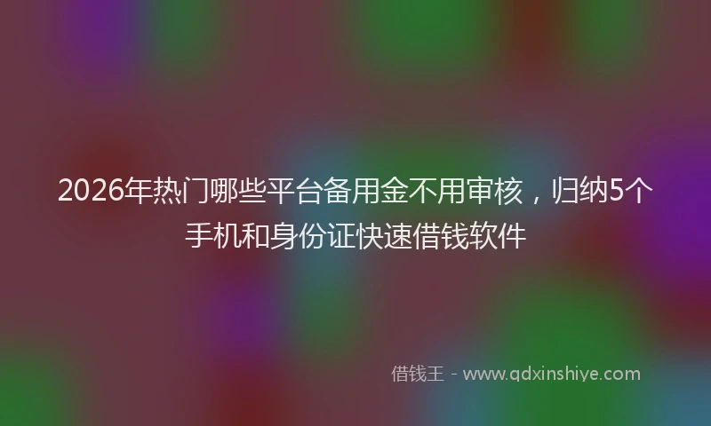 2026年热门哪些平台备用金不用审核，归纳5个手机和身份证快速借钱软件