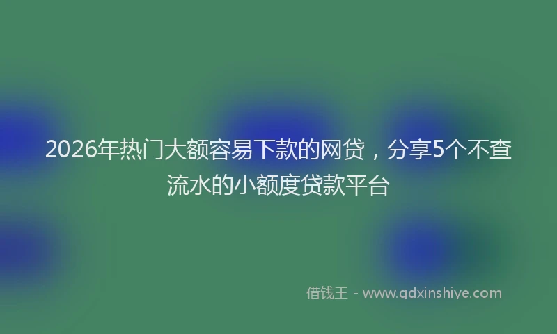 2026年热门大额容易下款的网贷，分享5个不查流水的小额度贷款平台