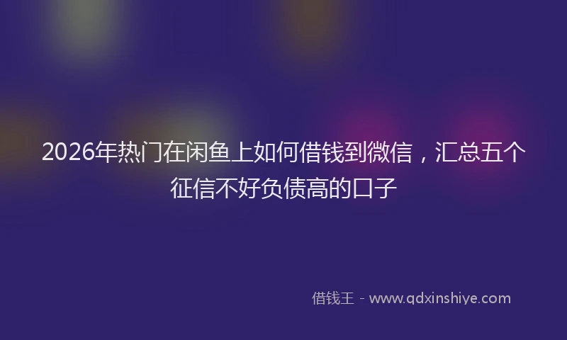 2026年热门在闲鱼上如何借钱到微信，汇总五个征信不好负债高的口子