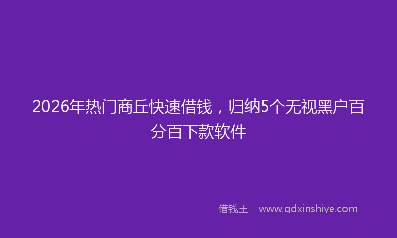 2026年热门商丘快速借钱，归纳5个无视黑户百分百下款软件