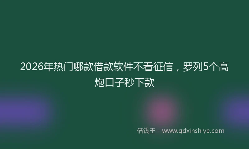 2026年热门哪款借款软件不看征信，罗列5个高炮口子秒下款