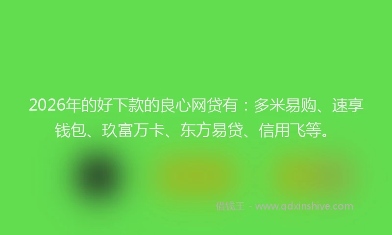 2026年的好下款的良心网贷有：多米易购、速享钱包、玖富万卡、东方易贷、信用飞等。