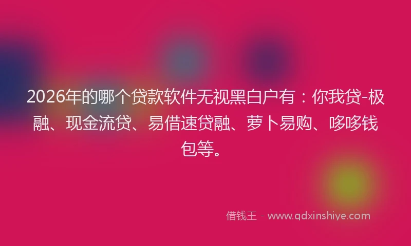 2026年的哪个贷款软件无视黑白户有：你我贷-极融、现金流贷、易借速贷融、萝卜易购、哆哆钱包等。