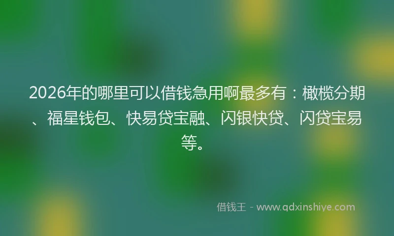 2026年的哪里可以借钱急用啊最多有：橄榄分期、福星钱包、快易贷宝融、闪银快贷、闪贷宝易等。