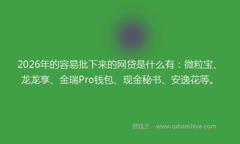 2026年的容易批下来的网贷是什么有：微粒宝、龙龙享、金瑞Pro钱包、现金秘书、安逸花等。